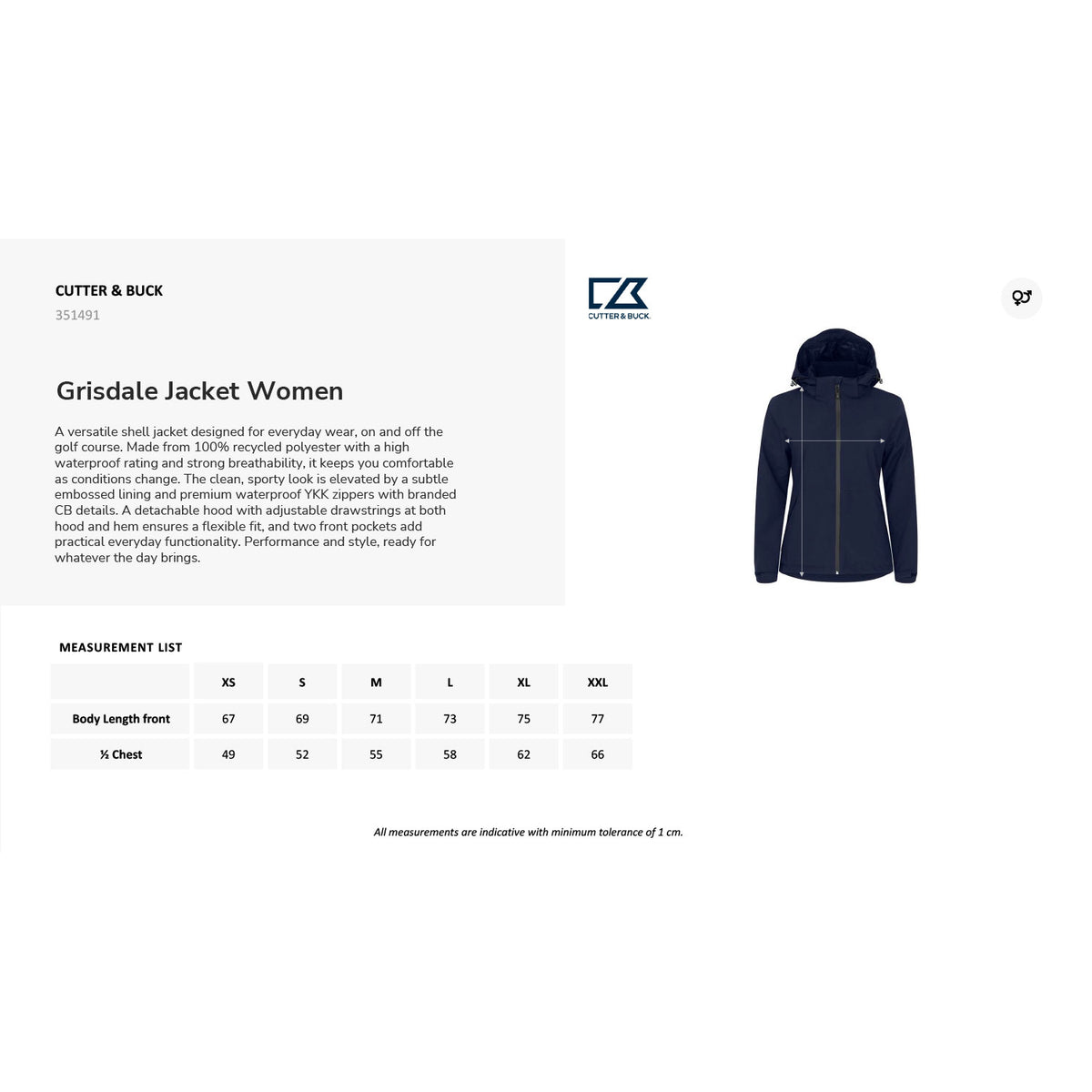 Kokotaulukko Cutter & Buck Grisdale Jacket Women