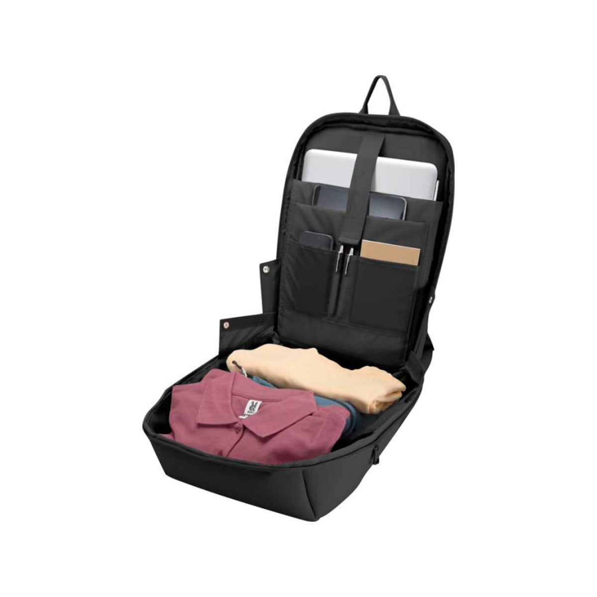 Smart 15" tietokonereppu, musta, säilytyslokero, läppäritasku, tabettitasku, puhelintasku, kynätasku, muistikirja tasku ja tilavasti muuta säilytystilaa, 18 L