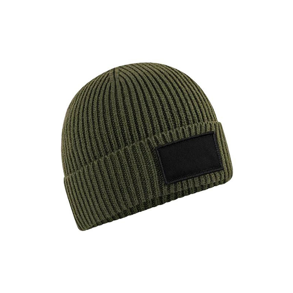 Beechfield Fashion Patch Beanie, oliivi vihreä