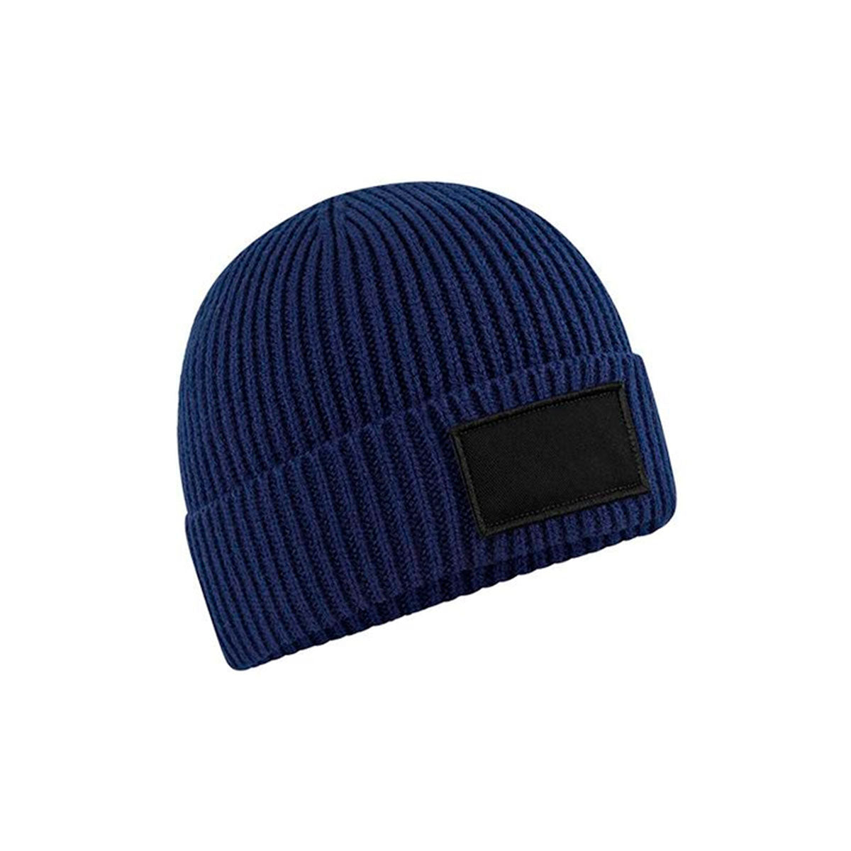 Beechfield Fashion Patch Beanie, tummansininen