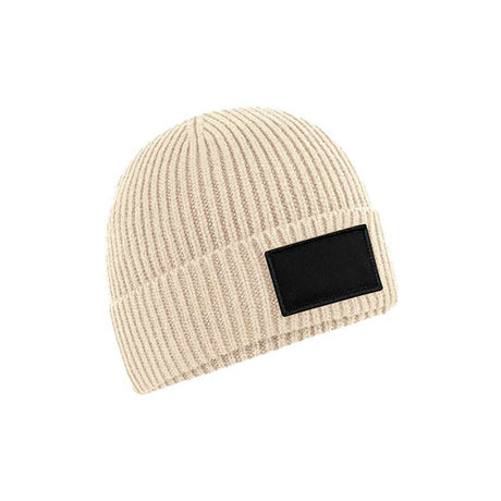 Beechfield Fashion Patch Beanie, vaalea, oatmeal