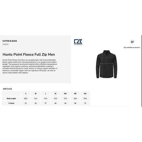 Hunts Point Fleece Full Zip Men
 kokotaulukko