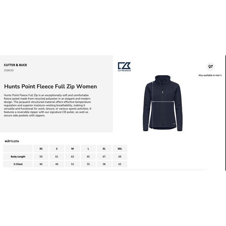 Hunts Point Fleece Full Zip Women kokotaulukko