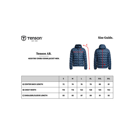 TXlite Shibui Down Jacket men, kokotaulukko