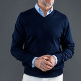 Berkeley Wilton Merino V-neck neule navy