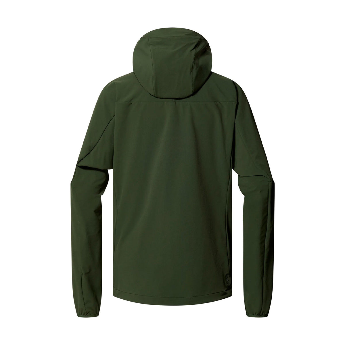 haglöfs naisten softshell takki hupulla, seaweed green, selkä