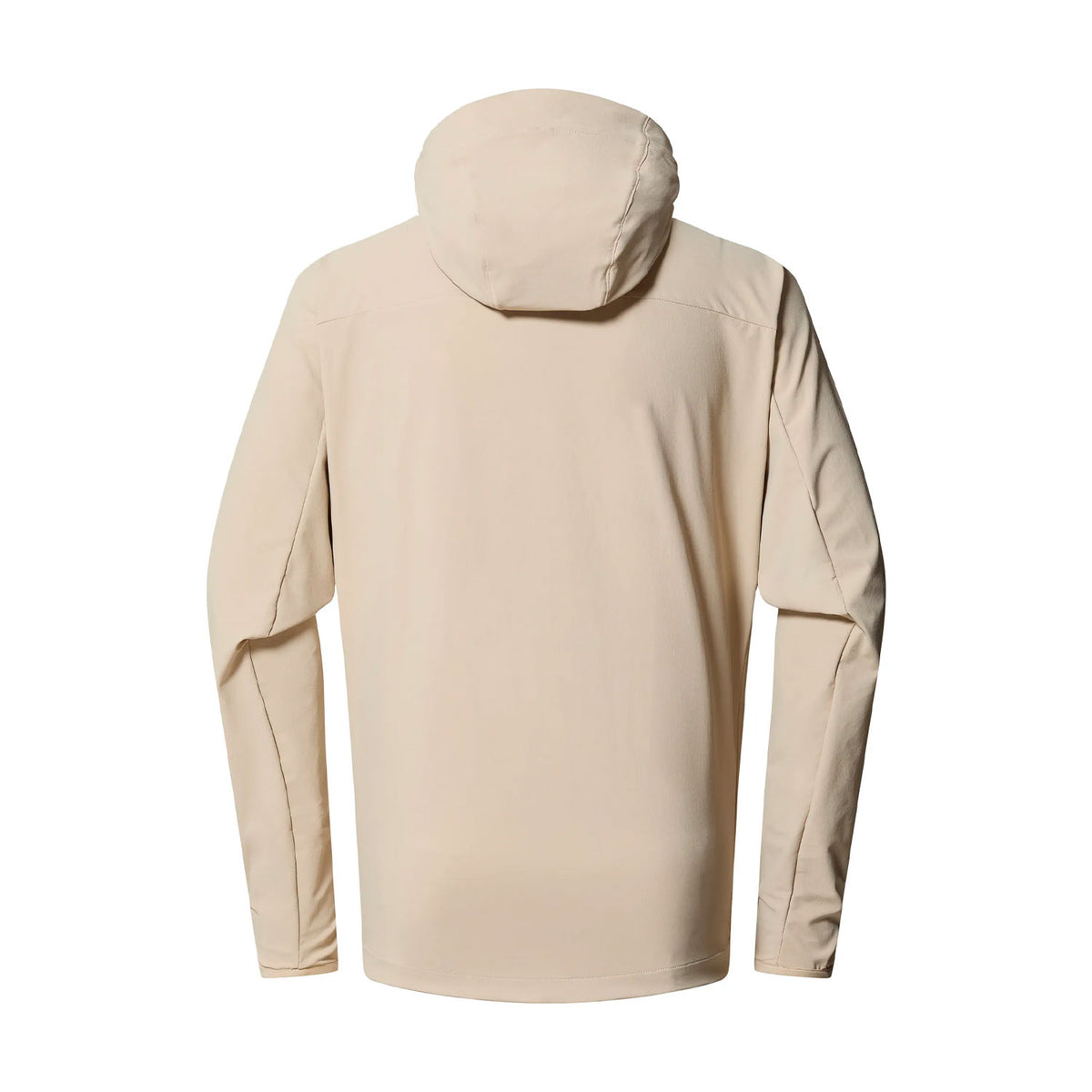 haglöfs softshell takki hupulla, chalk beige, selkä