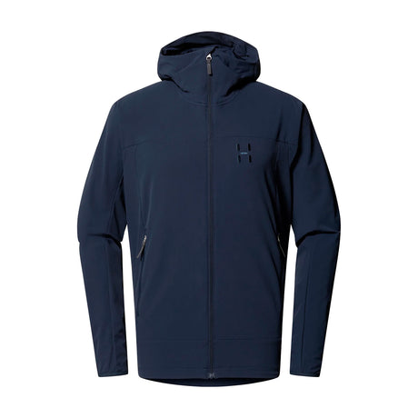 haglöfs softshell takki hupulla, navy, tummansininen