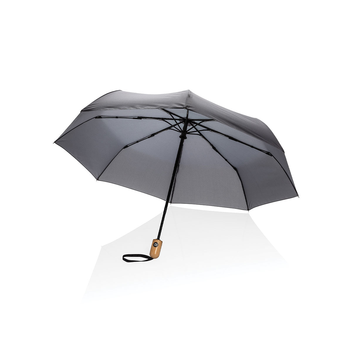 impact aware mini sateenvarjo bambu-kahvalla, antrasiitti