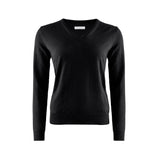 Berkeley Wilton Merino V-neck naisten merinovillaneule, musta