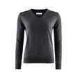 Berkeley Wilton Merino V-neck naisten merinovillaneule, tummanharmaa