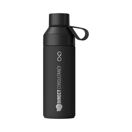 Ocean bottle original 500 ml musta, kaiverruksella brändätty teräksinen juomapullo