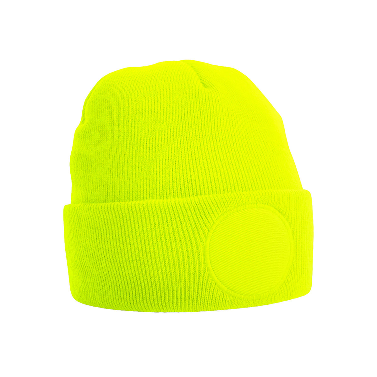 pipo pyöreällä kangasmerkillä, fluoresoiva keltainen