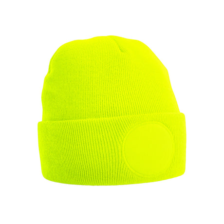 pipo pyöreällä kangasmerkillä, fluoresoiva keltainen