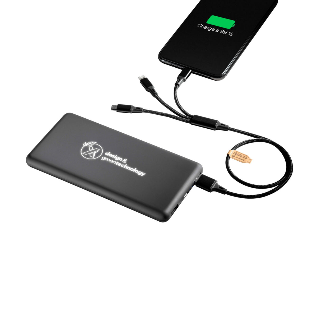 scx.design 8000 mAh aurinkokenno varavirtalähde, 3-1in-1 latauskohto