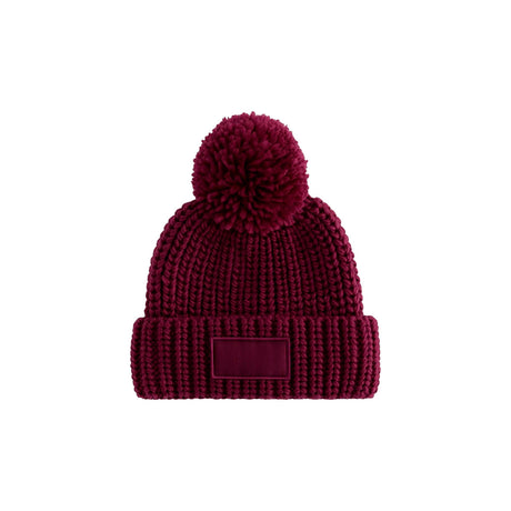 toasty patch beanie, burgundy tummanpunainen