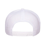 valkoinen trucker lippis suoralla lipalla, snapback, lippiksen takaosa